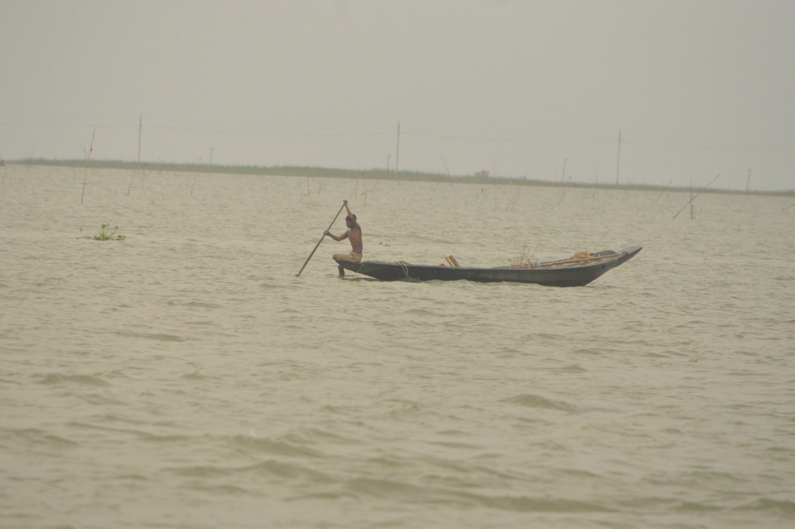 নিকলী হাওর ভ্রমণ গাইড: নৌকা ভাড়া, যাওয়ার উপায়, থাকা-খাওয়া ও একদিনের প্ল্যান 2 নিকলী হাওরের মাঝি নৌকা চালাচ্ছেন