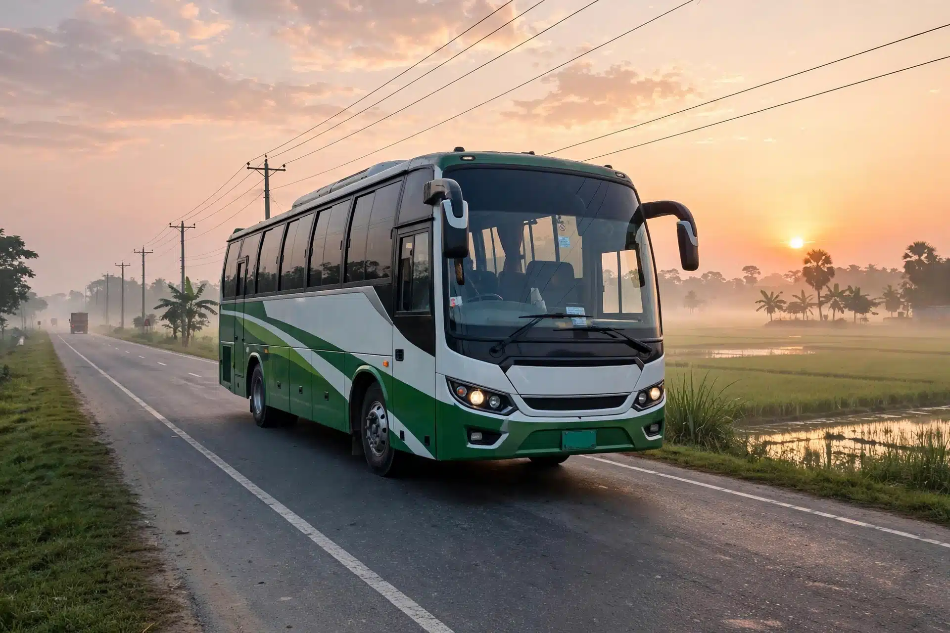 ঢাকা-চট্টগ্রাম হাইওয়েতে সৌদিয়া পরিবহনের কোচ
